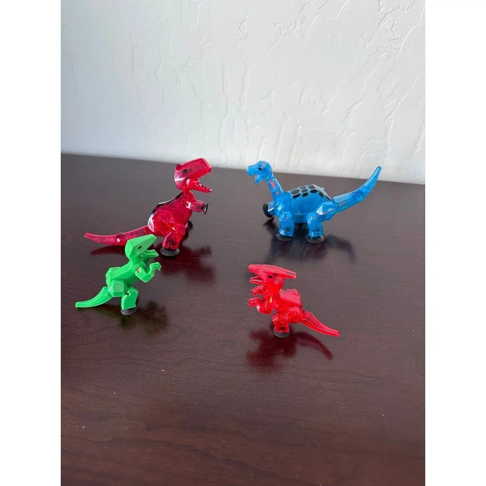 Zing Stikbot Dino Lot 4 T-Rex Raptor Brontosaurus Poseable Suction Cup Toys